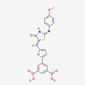 5-{5-[(Z)-{(2E)-2-[(4-methoxyphenyl)imino]-4-oxo-1,3-thiazolidin-5-ylidene}methyl]furan-2-yl}benzene-1,3-dicarboxylic acid