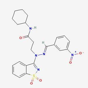 N-cyclohexyl-3-[(2E)-1-(1,1-dioxido-1,2-benzisothiazol-3-yl)-2-(3-nitrobenzylidene)hydrazino]propanamide