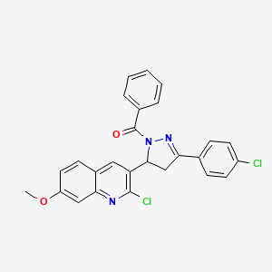 3-[1-benzoyl-3-(4-chlorophenyl)-4,5-dihydro-1H-pyrazol-5-yl]-2-chloro-7-methoxyquinoline