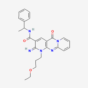 7-(3-ethoxypropyl)-6-imino-2-oxo-N-(1-phenylethyl)-1,7,9-triazatricyclo[8.4.0.03,8]tetradeca-3(8),4,9,11,13-pentaene-5-carboxamide