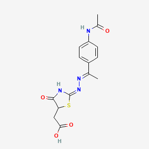 2-[(2E)-2-[(2E)-2-[1-(4-Acetamidophenyl)ethylidene]hydrazin-1-ylidene]-4-oxo-1,3-thiazolidin-5-YL]acetic acid