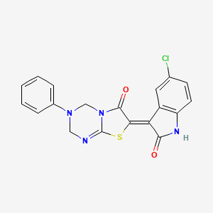 (7Z)-7-(5-chloro-2-oxo-1,2-dihydro-3H-indol-3-ylidene)-3-phenyl-3,4-dihydro-2H-[1,3]thiazolo[3,2-a][1,3,5]triazin-6(7H)-one