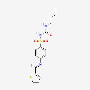 molecular formula C16H19N3O3S2 B11605362 N-(butylcarbamoyl)-4-{[(E)-thiophen-2-ylmethylidene]amino}benzenesulfonamide 