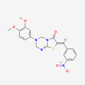 (7Z)-3-(3,4-dimethoxyphenyl)-7-(3-nitrobenzylidene)-3,4-dihydro-2H-[1,3]thiazolo[3,2-a][1,3,5]triazin-6(7H)-one