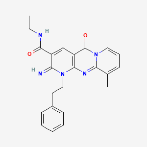 N-ethyl-6-imino-11-methyl-2-oxo-7-(2-phenylethyl)-1,7,9-triazatricyclo[8.4.0.03,8]tetradeca-3(8),4,9,11,13-pentaene-5-carboxamide