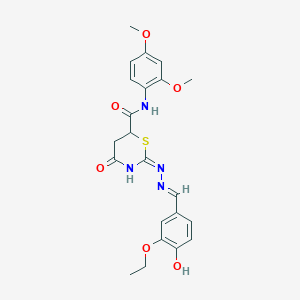 N-(2,4-dimethoxyphenyl)-2-[(2E)-2-(3-ethoxy-4-hydroxybenzylidene)hydrazinyl]-4-oxo-5,6-dihydro-4H-1,3-thiazine-6-carboxamide