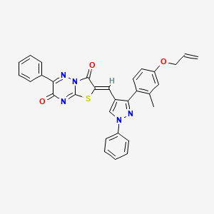 (2Z)-2-({3-[2-methyl-4-(prop-2-en-1-yloxy)phenyl]-1-phenyl-1H-pyrazol-4-yl}methylidene)-6-phenyl-7H-[1,3]thiazolo[3,2-b][1,2,4]triazine-3,7(2H)-dione