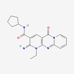 N-cyclopentyl-7-ethyl-6-imino-2-oxo-1,7,9-triazatricyclo[8.4.0.03,8]tetradeca-3(8),4,9,11,13-pentaene-5-carboxamide