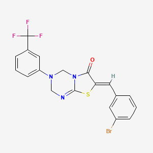 (7Z)-7-(3-bromobenzylidene)-3-[3-(trifluoromethyl)phenyl]-3,4-dihydro-2H-[1,3]thiazolo[3,2-a][1,3,5]triazin-6(7H)-one