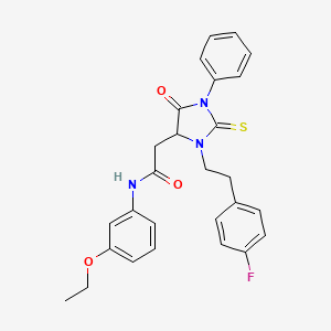 N-(3-ethoxyphenyl)-2-{3-[2-(4-fluorophenyl)ethyl]-5-oxo-1-phenyl-2-thioxoimidazolidin-4-yl}acetamide