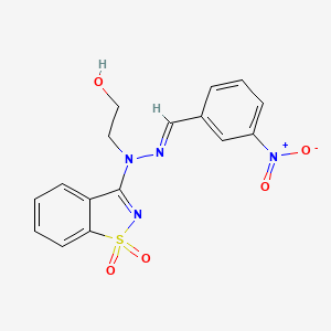 2-[(2E)-1-(1,1-dioxido-1,2-benzothiazol-3-yl)-2-(3-nitrobenzylidene)hydrazinyl]ethanol