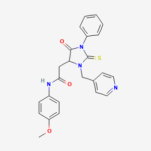 molecular formula C24H22N4O3S B11605682 N-(4-methoxyphenyl)-2-[5-oxo-1-phenyl-3-(pyridin-4-ylmethyl)-2-thioxoimidazolidin-4-yl]acetamide 