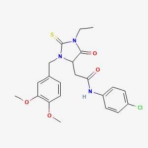 N-(4-chlorophenyl)-2-[3-(3,4-dimethoxybenzyl)-1-ethyl-5-oxo-2-thioxoimidazolidin-4-yl]acetamide