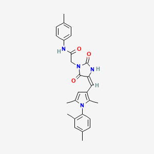 2-[(4E)-4-{[1-(2,4-dimethylphenyl)-2,5-dimethyl-1H-pyrrol-3-yl]methylidene}-2,5-dioxoimidazolidin-1-yl]-N-(4-methylphenyl)acetamide