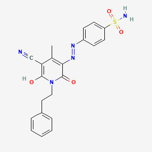 4-{(2E)-2-[5-cyano-4-methyl-2,6-dioxo-1-(2-phenylethyl)-1,6-dihydropyridin-3(2H)-ylidene]hydrazinyl}benzenesulfonamide