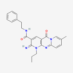 6-imino-13-methyl-2-oxo-N-(2-phenylethyl)-7-propyl-1,7,9-triazatricyclo[8.4.0.03,8]tetradeca-3(8),4,9,11,13-pentaene-5-carboxamide