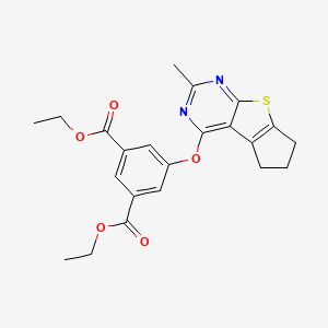 molecular formula C22H22N2O5S B11605794 diethyl 5-[(2-methyl-6,7-dihydro-5H-cyclopenta[4,5]thieno[2,3-d]pyrimidin-4-yl)oxy]isophthalate 