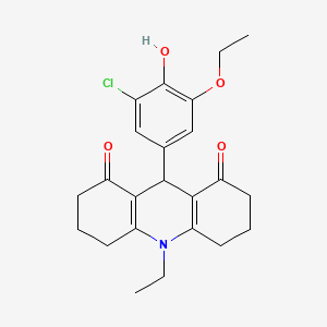 molecular formula C23H26ClNO4 B11605815 9-(3-chloro-5-ethoxy-4-hydroxyphenyl)-10-ethyl-3,4,6,7,9,10-hexahydroacridine-1,8(2H,5H)-dione 