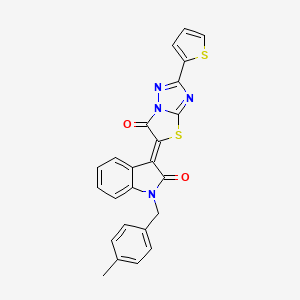 (3Z)-1-(4-methylbenzyl)-3-[6-oxo-2-(thiophen-2-yl)[1,3]thiazolo[3,2-b][1,2,4]triazol-5(6H)-ylidene]-1,3-dihydro-2H-indol-2-one