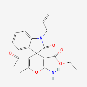 Ethyl 5'-acetyl-2'-amino-6'-methyl-2-oxo-1-(prop-2-en-1-yl)-1,2-dihydrospiro[indole-3,4'-pyran]-3'-carboxylate