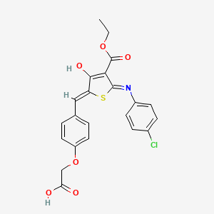 molecular formula C22H18ClNO6S B11605836 2-[4-[(Z)-[5-(4-chloroanilino)-4-ethoxycarbonyl-3-oxothiophen-2-ylidene]methyl]phenoxy]acetic acid 