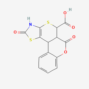 6,10-dioxo-7H,9H,11bH,6aH-1,3-thiazolino[5',4'-6,5]thiino[3,4-c]chromane-7-car boxylic acid