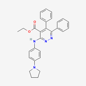 molecular formula C29H28N4O2 B11605894 Ethyl 5,6-diphenyl-3-((4-(pyrrolidin-1-yl)phenyl)amino)pyridazine-4-carboxylate 