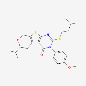 4-(4-methoxyphenyl)-5-(3-methylbutylsulfanyl)-12-propan-2-yl-11-oxa-8-thia-4,6-diazatricyclo[7.4.0.02,7]trideca-1(9),2(7),5-trien-3-one