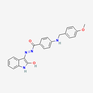 4-[(4-methoxybenzyl)amino]-N'-[(3E)-2-oxo-1,2-dihydro-3H-indol-3-ylidene]benzohydrazide