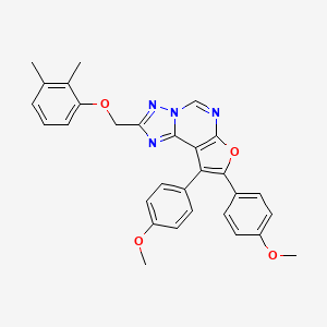 molecular formula C30H26N4O4 B11605948 2-[(2,3-Dimethylphenoxy)methyl]-8,9-bis(4-methoxyphenyl)furo[3,2-e][1,2,4]triazolo[1,5-c]pyrimidine 