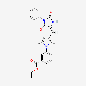 molecular formula C25H23N3O4 B11605954 ethyl 3-{3-[(E)-(2,5-dioxo-1-phenylimidazolidin-4-ylidene)methyl]-2,5-dimethyl-1H-pyrrol-1-yl}benzoate 