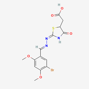 {2-[(5-Bromo-2,4-dimethoxybenzylidene)hydrazono]-4-oxo-1,3-thiazolidin-5-yl}acetic acid