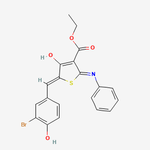 molecular formula C20H16BrNO4S B11605980 ethyl (5Z)-5-(3-bromo-4-hydroxybenzylidene)-4-oxo-2-(phenylamino)-4,5-dihydrothiophene-3-carboxylate 