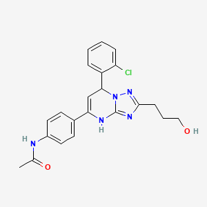 molecular formula C22H22ClN5O2 B11605996 N-{4-[7-(2-chlorophenyl)-2-(3-hydroxypropyl)-4,7-dihydro[1,2,4]triazolo[1,5-a]pyrimidin-5-yl]phenyl}acetamide 