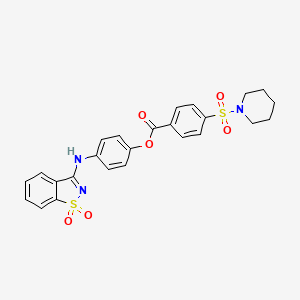 4-[(1,1-Dioxido-1,2-benzothiazol-3-yl)amino]phenyl 4-(piperidin-1-ylsulfonyl)benzoate