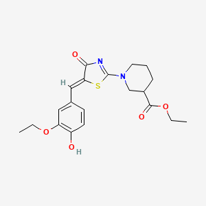 molecular formula C20H24N2O5S B11606021 ethyl 1-[(5Z)-5-(3-ethoxy-4-hydroxybenzylidene)-4-oxo-4,5-dihydro-1,3-thiazol-2-yl]piperidine-3-carboxylate 