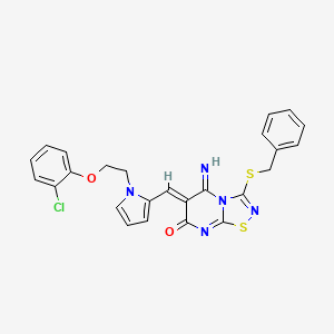 (6Z)-3-(benzylsulfanyl)-6-({1-[2-(2-chlorophenoxy)ethyl]-1H-pyrrol-2-yl}methylidene)-5-imino-5,6-dihydro-7H-[1,2,4]thiadiazolo[4,5-a]pyrimidin-7-one