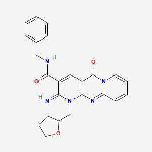 molecular formula C24H23N5O3 B11606038 N-benzyl-6-imino-2-oxo-7-(oxolan-2-ylmethyl)-1,7,9-triazatricyclo[8.4.0.03,8]tetradeca-3(8),4,9,11,13-pentaene-5-carboxamide CAS No. 510761-08-7