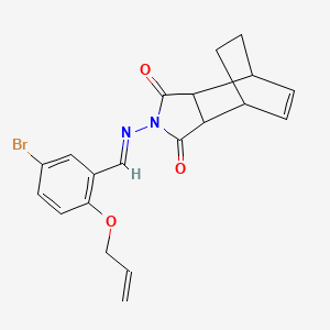 molecular formula C20H19BrN2O3 B11606048 2-({(E)-[5-bromo-2-(prop-2-en-1-yloxy)phenyl]methylidene}amino)-3a,4,7,7a-tetrahydro-1H-4,7-ethanoisoindole-1,3(2H)-dione 