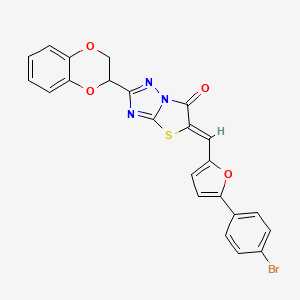 molecular formula C23H14BrN3O4S B11606064 (5Z)-5-{[5-(4-bromophenyl)furan-2-yl]methylidene}-2-(2,3-dihydro-1,4-benzodioxin-2-yl)[1,3]thiazolo[3,2-b][1,2,4]triazol-6(5H)-one 