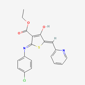 molecular formula C19H15ClN2O3S B11606068 ethyl (5Z)-2-[(4-chlorophenyl)amino]-4-oxo-5-(pyridin-2-ylmethylidene)-4,5-dihydrothiophene-3-carboxylate 