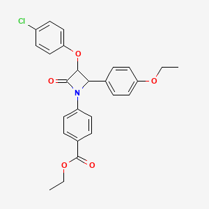 molecular formula C26H24ClNO5 B11606071 Ethyl 4-[3-(4-chlorophenoxy)-2-(4-ethoxyphenyl)-4-oxoazetidin-1-yl]benzoate 