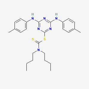 molecular formula C26H34N6S2 B11606078 4,6-Bis[(4-methylphenyl)amino]-1,3,5-triazin-2-yl dibutylcarbamodithioate 