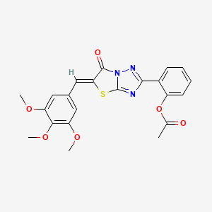 molecular formula C22H19N3O6S B11606097 2-[(5Z)-6-oxo-5-(3,4,5-trimethoxybenzylidene)-5,6-dihydro[1,3]thiazolo[3,2-b][1,2,4]triazol-2-yl]phenyl acetate 