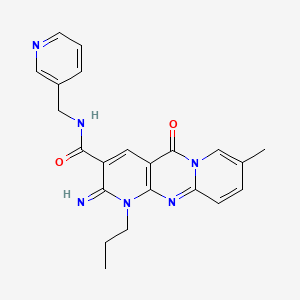 6-imino-13-methyl-2-oxo-7-propyl-N-[(pyridin-3-yl)methyl]-1,7,9-triazatricyclo[8.4.0.0^{3,8}]tetradeca-3(8),4,9,11,13-pentaene-5-carboxamide