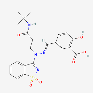 5-[(E)-{2-[3-(tert-butylamino)-3-oxopropyl]-2-(1,1-dioxido-1,2-benzothiazol-3-yl)hydrazinylidene}methyl]-2-hydroxybenzoic acid