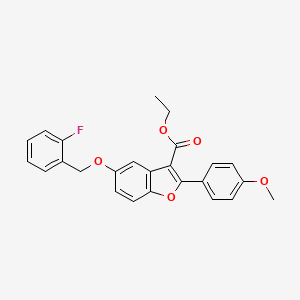 molecular formula C25H21FO5 B11606140 Ethyl 5-[(2-fluorophenyl)methoxy]-2-(4-methoxyphenyl)-1-benzofuran-3-carboxylate 