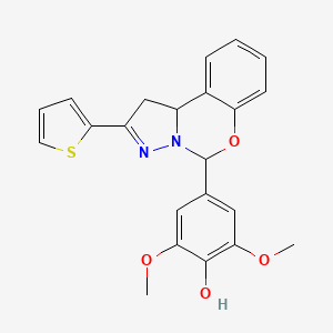 molecular formula C22H20N2O4S B11606149 2,6-Dimethoxy-4-[2-(thiophen-2-yl)-1,10b-dihydropyrazolo[1,5-c][1,3]benzoxazin-5-yl]phenol 