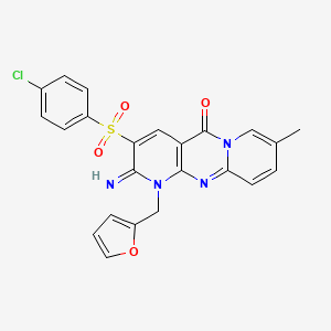 5-(4-chlorophenyl)sulfonyl-7-(furan-2-ylmethyl)-6-imino-13-methyl-1,7,9-triazatricyclo[8.4.0.03,8]tetradeca-3(8),4,9,11,13-pentaen-2-one