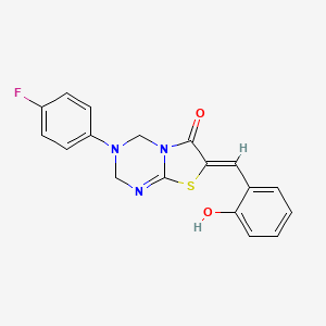 (7Z)-3-(4-fluorophenyl)-7-(2-hydroxybenzylidene)-3,4-dihydro-2H-[1,3]thiazolo[3,2-a][1,3,5]triazin-6(7H)-one